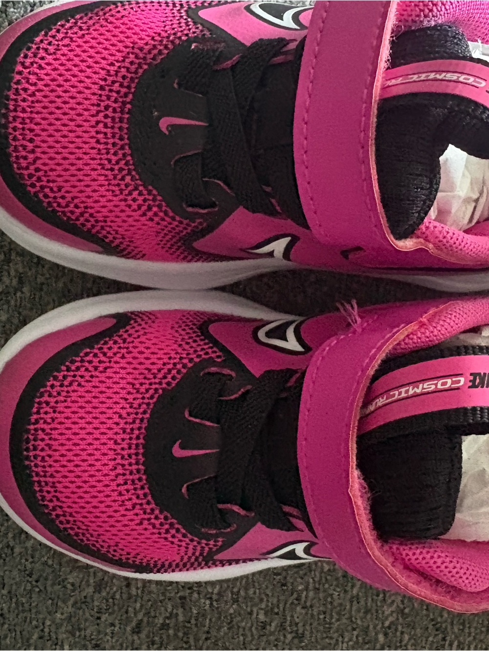 Nike Kids Hot Pink and Black Sneakers with Hook-and-Loop Strap
